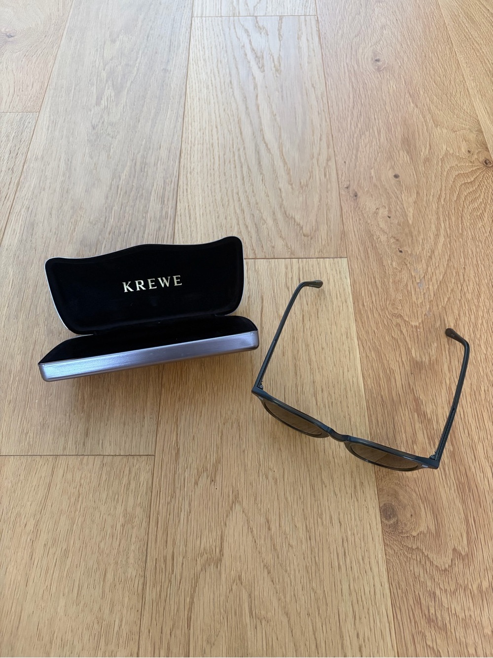 KREWE Black Rectangle Sunglasses with Branded Case